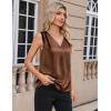 imageZeagoo Womens Silk Satin Camisole Tank Tops V Neck Pleated Dressy Casual Sleeveless Blouses Summer Business Work ShirtsBrown