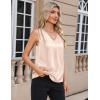 imageZeagoo Womens Silk Satin Camisole Tank Tops V Neck Pleated Dressy Casual Sleeveless Blouses Summer Business Work ShirtsChampagne