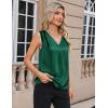 imageZeagoo Womens Silk Satin Camisole Tank Tops V Neck Pleated Dressy Casual Sleeveless Blouses Summer Business Work ShirtsDark Green