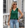 imageZeagoo Womens Silk Satin Camisole Tank Tops V Neck Pleated Dressy Casual Sleeveless Blouses Summer Business Work ShirtsDark Green