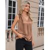 imageZeagoo Womens Silk Satin Camisole Tank Tops V Neck Pleated Dressy Casual Sleeveless Blouses Summer Business Work ShirtsDark Khaki