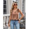 imageZeagoo Womens Silk Satin Camisole Tank Tops V Neck Pleated Dressy Casual Sleeveless Blouses Summer Business Work ShirtsDark Khaki