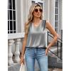 imageZeagoo Womens Silk Satin Camisole Tank Tops V Neck Pleated Dressy Casual Sleeveless Blouses Summer Business Work ShirtsGray