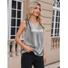 imageZeagoo Womens Silk Satin Camisole Tank Tops V Neck Pleated Dressy Casual Sleeveless Blouses Summer Business Work ShirtsGray