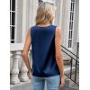 imageZeagoo Womens Silk Satin Camisole Tank Tops V Neck Pleated Dressy Casual Sleeveless Blouses Summer Business Work ShirtsNavy Blue
