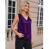 imageZeagoo Womens Silk Satin Camisole Tank Tops V Neck Pleated Dressy Casual Sleeveless Blouses Summer Business Work ShirtsPurple