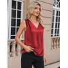 imageZeagoo Womens Silk Satin Camisole Tank Tops V Neck Pleated Dressy Casual Sleeveless Blouses Summer Business Work ShirtsRed