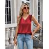 imageZeagoo Womens Silk Satin Camisole Tank Tops V Neck Pleated Dressy Casual Sleeveless Blouses Summer Business Work ShirtsRed