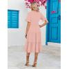 imageZeagoo Womens Summer Dresses Midi Tiered Casual Dress Floral V Neck Ruffle Short Sleeve Flowy Beach Dress with PocketsPink Round Dot