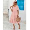 imageZeagoo Womens Summer Dresses Midi Tiered Casual Dress Floral V Neck Ruffle Short Sleeve Flowy Beach Dress with PocketsPink Round Dot