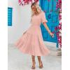 imageZeagoo Womens Summer Dresses Midi Tiered Casual Dress Floral V Neck Ruffle Short Sleeve Flowy Beach Dress with PocketsPink Round Dot