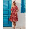 imageZeagoo Womens Summer Dresses Midi Tiered Casual Dress Floral V Neck Ruffle Short Sleeve Flowy Beach Dress with PocketsRed Floral