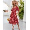 imageZeagoo Womens Summer Dresses Midi Tiered Casual Dress Floral V Neck Ruffle Short Sleeve Flowy Beach Dress with PocketsRed Floral