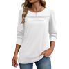 imageZeagoo Long Sleeve Shirts for Women Casual Fall Fashion Crewneck Pleated Tunic Tops Work Outfit BlouseWhite