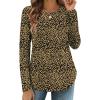 imageZeagoo Long Sleeve Shirts for Women Crew Neck Casual Fall Fashion Blouses Basic Tunic Tops Dressy Work ClothesLeopard Printan136