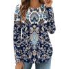 imageZeagoo Long Sleeve Shirts for Women Crew Neck Casual Fall Fashion Blouses Basic Tunic Tops Dressy Work ClothesNavy Printmz873