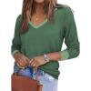 imageZeagoo Womens Long Sleeve T Shirts V Neck Soft Basic Tee Loose Fit Casual Tops Fall FashionGreen