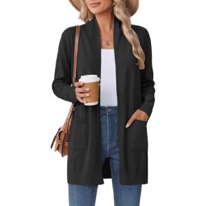 imageZeagoo Women Long Cardigan Sweaters Lightweight Open Front Duster Knit Fashion Sweater Coats Trendy Cardigans with PocketBlack