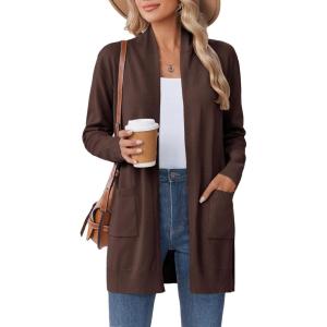 imageZeagoo Women Long Cardigan Sweaters Lightweight Open Front Duster Knit Fashion Sweater Coats Trendy Cardigans with PocketBrown