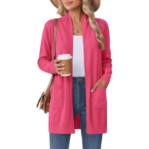 imageZeagoo Women Long Cardigan Sweaters Lightweight Open Front Duster Knit Fashion Sweater Coats Trendy Cardigans with PocketRose