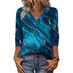 imageZeagoo Women Long Sleeve Tops Dressy Casual V Neck Tshirts Basics Tee 2025 Fall Trendy ClothesCx287