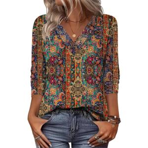 imageZeagoo Women Long Sleeve Tops Dressy Casual V Neck Tshirts Basics Tee 2025 Fall Trendy ClothesMz721