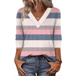 imageZeagoo Women Long Sleeve Tops Dressy Casual V Neck Tshirts Basics Tee 2025 Fall Trendy ClothesTw669