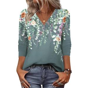 imageZeagoo Women Long Sleeve Tops Dressy Casual V Neck Tshirts Basics Tee 2025 Fall Trendy ClothesWf71