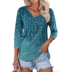 imageZeagoo Womens Long Sleeve T Shirts V Neck Soft Basic Tee Loose Fit Casual Tops Fall FashionLeaf Green