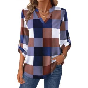 imageZeagoo Womens Roll Up Long Sleeve Tops V Neck Shirts Dressy Casual Work Blouses S2XLJh495