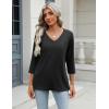 imageZeagoo 34 Length Sleeve Womens Tops Casual V Neck Shirts Soft Basic Tees Business Work BlousesBlack