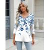 imageZeagoo 34 Length Sleeve Womens Tops Casual V Neck Shirts Soft Basic Tees Business Work BlousesBlue Leaveswf41