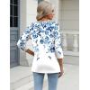 imageZeagoo 34 Length Sleeve Womens Tops Casual V Neck Shirts Soft Basic Tees Business Work BlousesBlue Leaveswf41