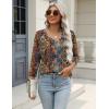imageZeagoo 34 Length Sleeve Womens Tops Casual V Neck Shirts Soft Basic Tees Business Work BlousesBrown Bohemian