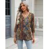 imageZeagoo 34 Length Sleeve Womens Tops Casual V Neck Shirts Soft Basic Tees Business Work BlousesBrown Bohemian