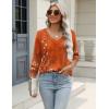imageZeagoo 34 Length Sleeve Womens Tops Casual V Neck Shirts Soft Basic Tees Business Work BlousesCaremel Print