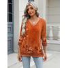 imageZeagoo 34 Length Sleeve Womens Tops Casual V Neck Shirts Soft Basic Tees Business Work BlousesCaremel Print