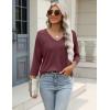 imageZeagoo 34 Length Sleeve Womens Tops Casual V Neck Shirts Soft Basic Tees Business Work BlousesDark Red