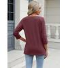 imageZeagoo 34 Length Sleeve Womens Tops Casual V Neck Shirts Soft Basic Tees Business Work BlousesDark Red