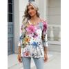 imageZeagoo 34 Length Sleeve Womens Tops Casual V Neck Shirts Soft Basic Tees Business Work BlousesFlowerwf50