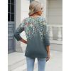 imageZeagoo 34 Length Sleeve Womens Tops Casual V Neck Shirts Soft Basic Tees Business Work BlousesGrey Floral