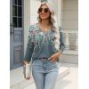 imageZeagoo 34 Length Sleeve Womens Tops Casual V Neck Shirts Soft Basic Tees Business Work BlousesGrey Floral