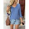 imageZeagoo 34 Length Sleeve Womens Tops Casual V Neck Shirts Soft Basic Tees Business Work BlousesNavy Blue