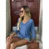 imageZeagoo 34 Length Sleeve Womens Tops Casual V Neck Shirts Soft Basic Tees Business Work BlousesNavy Blue