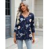 imageZeagoo 34 Length Sleeve Womens Tops Casual V Neck Shirts Soft Basic Tees Business Work BlousesNavy Floral
