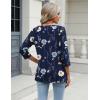 imageZeagoo 34 Length Sleeve Womens Tops Casual V Neck Shirts Soft Basic Tees Business Work BlousesNavy Floral