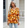 imageZeagoo 34 Length Sleeve Womens Tops Casual V Neck Shirts Soft Basic Tees Business Work BlousesOrange Halloween