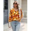 imageZeagoo 34 Length Sleeve Womens Tops Casual V Neck Shirts Soft Basic Tees Business Work BlousesOrange Halloween