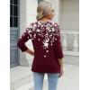 imageZeagoo 34 Length Sleeve Womens Tops Casual V Neck Shirts Soft Basic Tees Business Work BlousesRed Floral