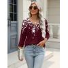 imageZeagoo 34 Length Sleeve Womens Tops Casual V Neck Shirts Soft Basic Tees Business Work BlousesRed Floral